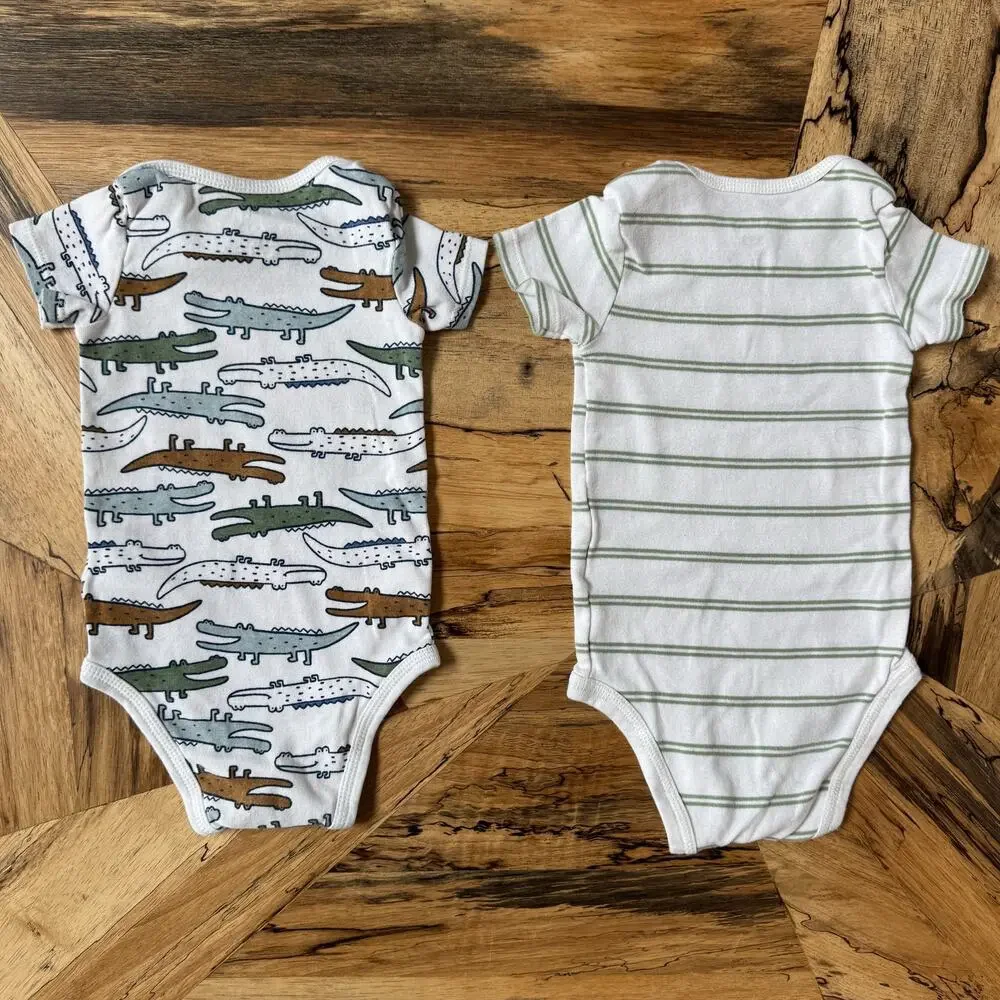 Carter's Simple Joys Baby Boy 4-Pack Bodysuits - Alligator & Safari - 6/9M